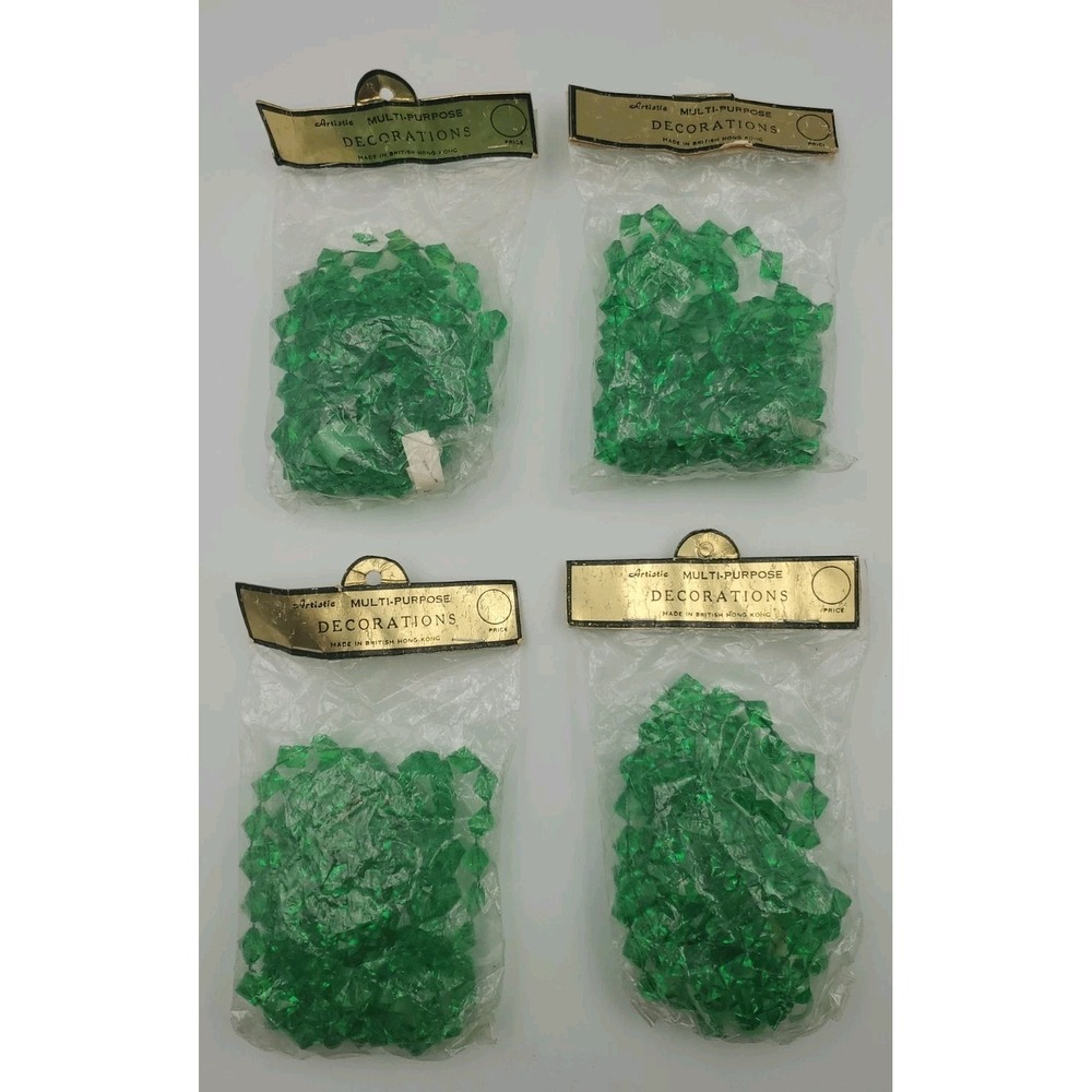 4‎ Strands of Vintage Plastic Green Beaded Garland 28' Total Length